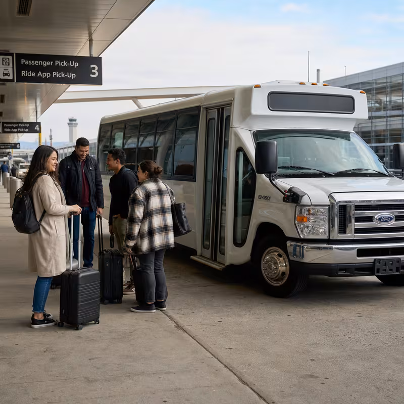 Black Mercedes Sprinter van staged for an Austin Airport Transportation group