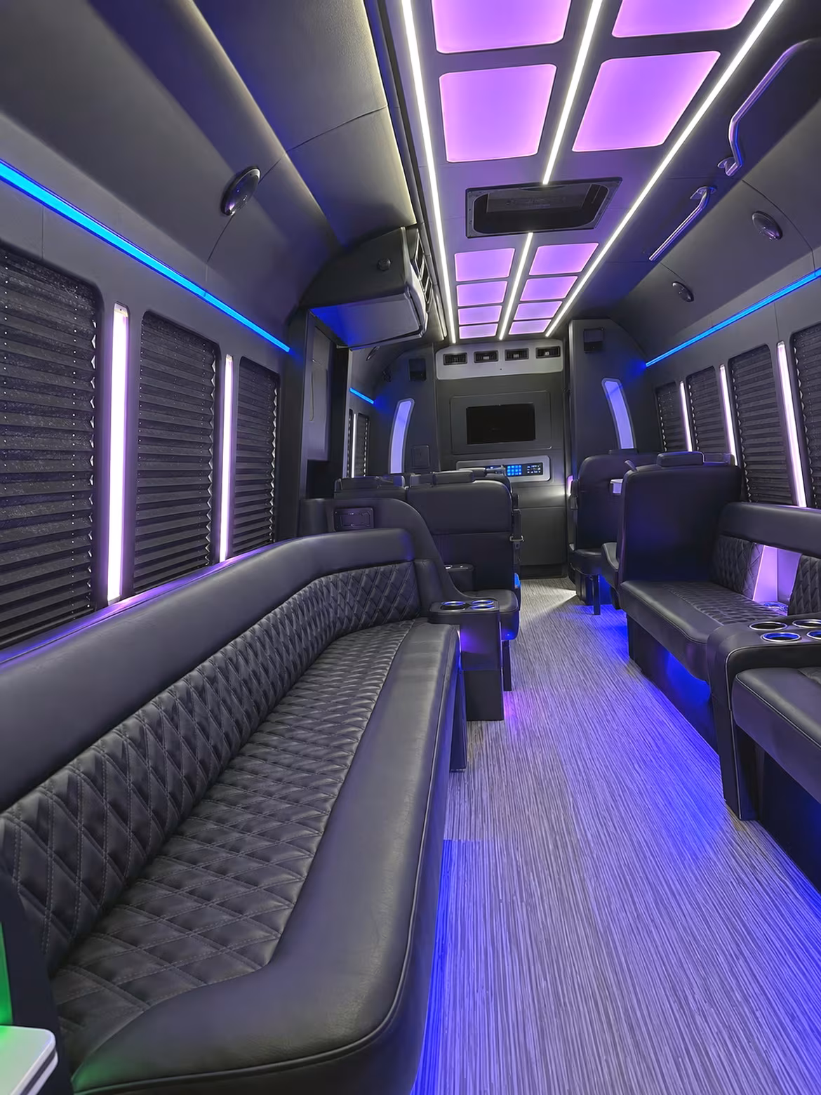 Austin Birthday, Sweet 16, & Quinceañera Transportation party bus interior