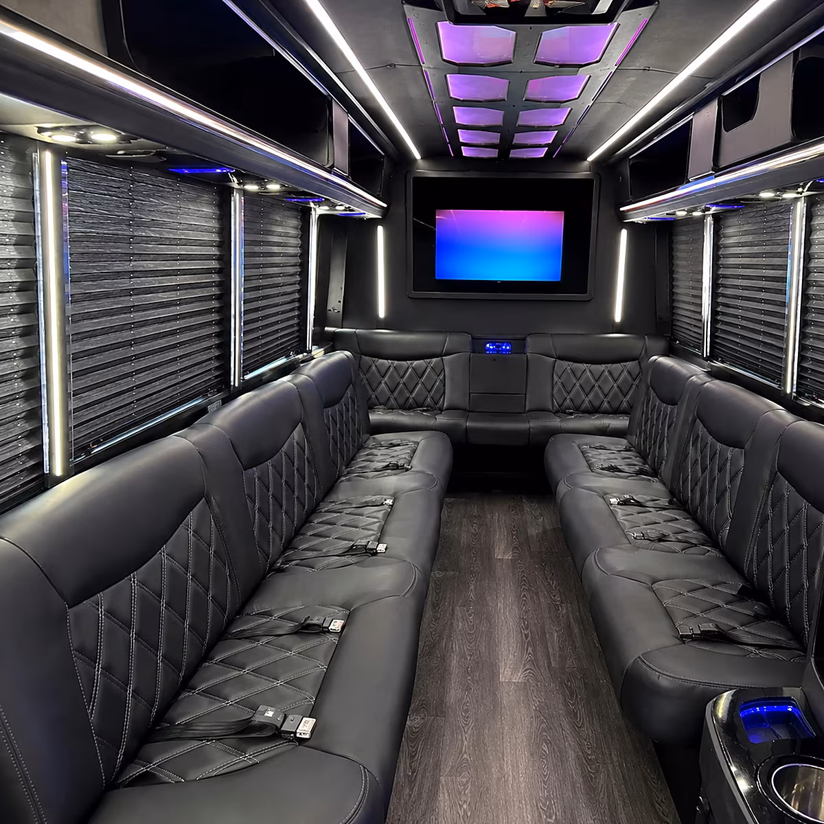 Austin Birthday, Sweet 16, & Quinceañera Transportation party bus interior