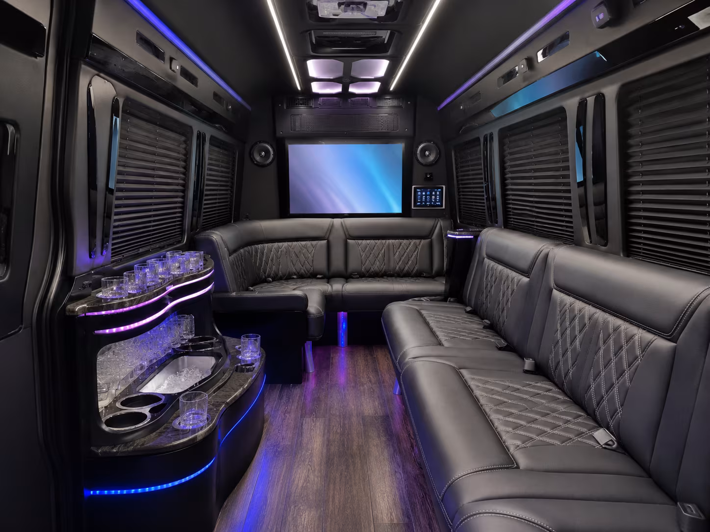 Austin School Event Transportation party bus interior