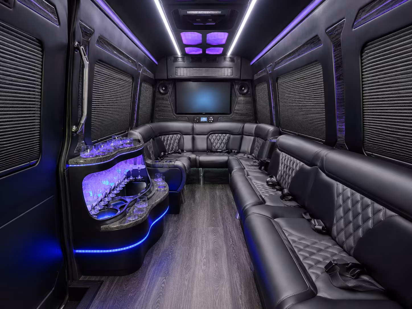 Austin School Event Transportation party bus exterior