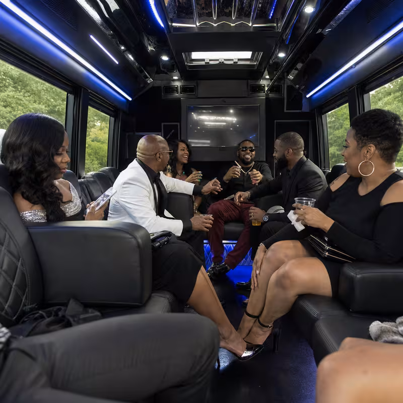 Black Mercedes Sprinter van staged for an Austin Private Event Transportation group