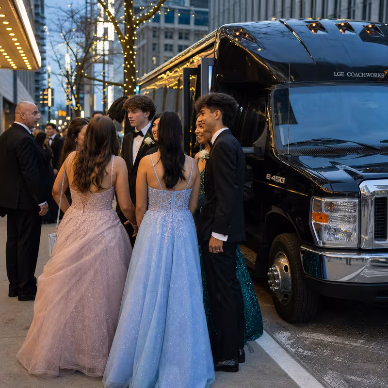 Passengers loading luggage while boarding an Austin group shuttle