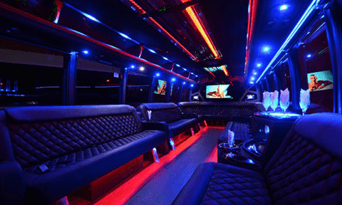 San Marcos 30 Passenger Party Bus Black Interior