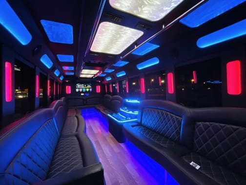 College Station 35 Passenger Party Bus Interior